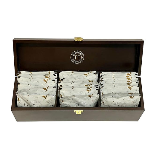 TeaTreasure Assorted Herbal & Green Tea Chest – 30 Tea Bags | Spearmint, Jasmine Green, Chamomile, Sweet Dreams, Apple Spice & Kahwa | Wellness Tea Sampler Gift Box