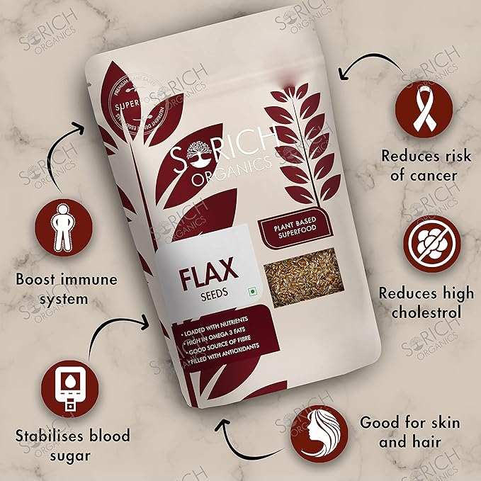 Sorich Organics Raw Flax Seeds 900g & Sunflower Seeds 900g – 1800g Superfood Combo | Mix Seeds for Eating | High in Omega-3, Protein & Antioxidants | Vegan | Gluten-Free Diet Snack