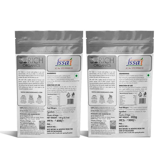 Cranberries 200 gm + Blueberries 150 gm - Combo Pack