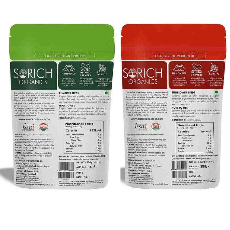 Super Seeds Mix Combo of Pumpkin Seeds and Sunflower Seed - 800 gm (400X2)