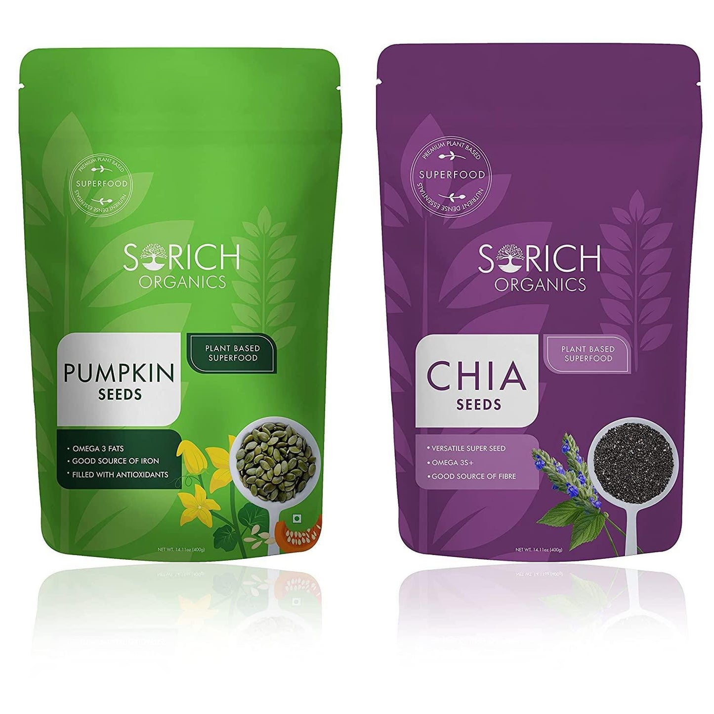 Combo Pack of Pumpkin Seeds 400 Gm & Chia Seeds 400 Gm-800 Gm - Sorichorganics