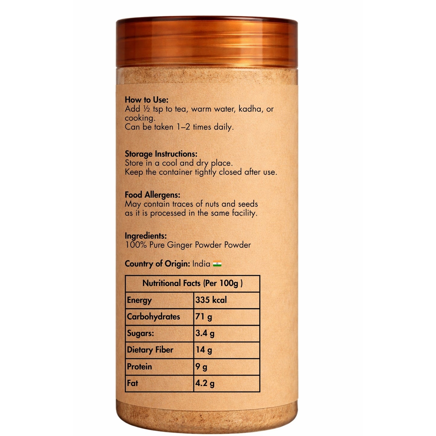 Sorich Organics Dry Ginger Powder (Sonth) 100g – Pure Adrak Powder for Tea, Kadha & Cooking