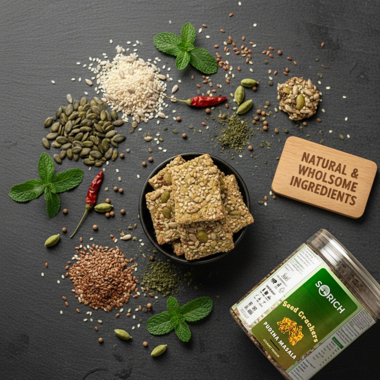 Pudina Seeds Cracker – Crispy & Healthy Snack with Pudina Masala Twist