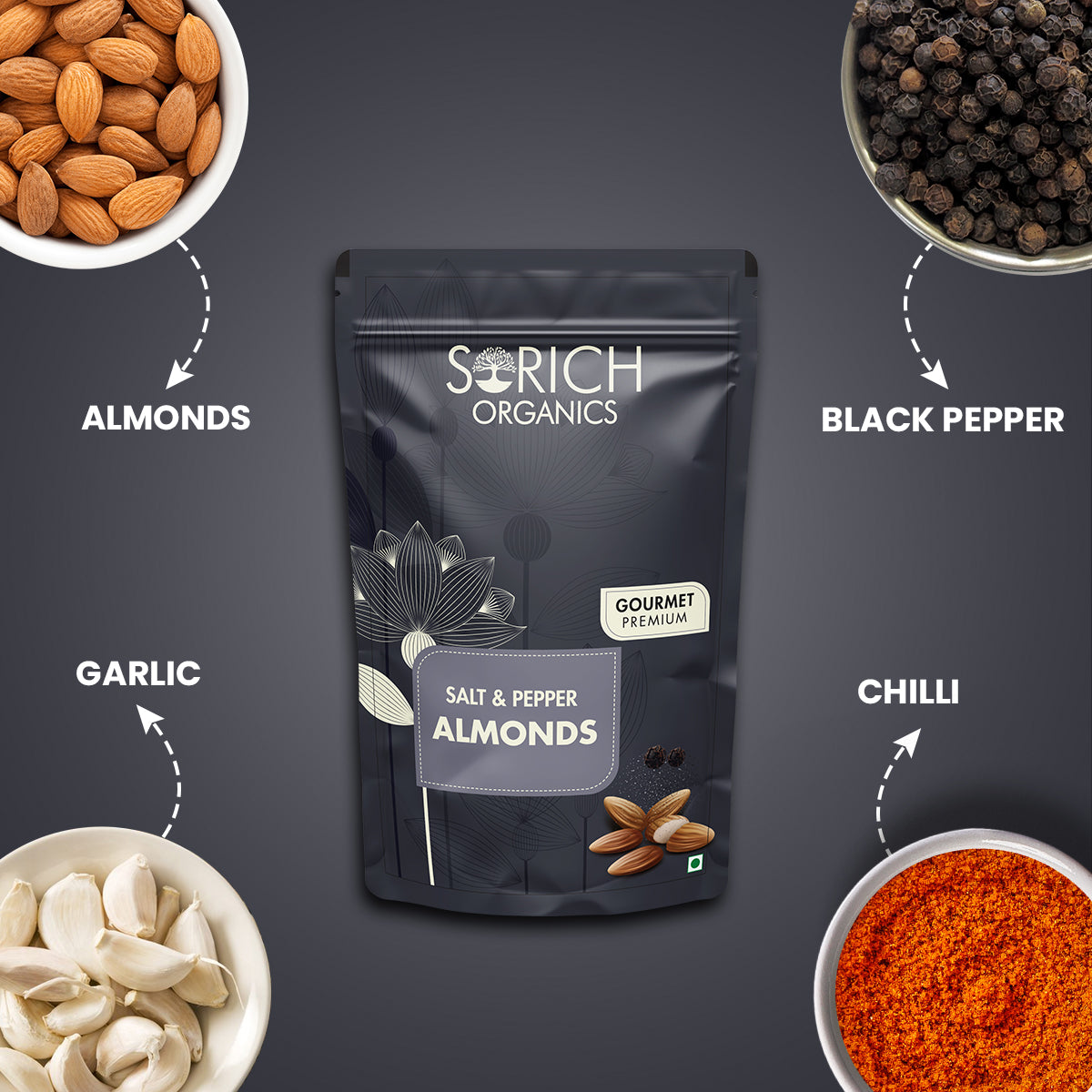 Salted & Black pepper Almonds - Sorich