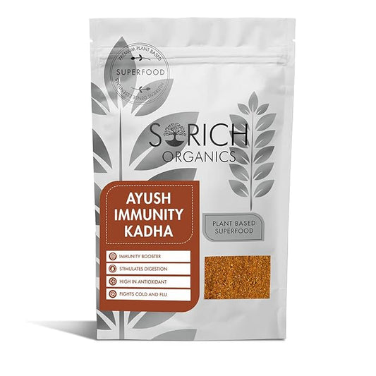 Sorich Organics Ayush Immunity Booster Kadha 200gm | Ayurvedic Kwath Powder | Natural Remedy for Cold & Flu | High in Antioxidants | Herbal Tea for Immunity & Digestion Support
