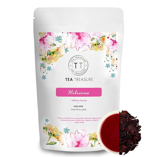 Tea Treasure Hibiscus Flower Tea 100g | 100% Natural Dried Hibiscus Petals | Caffeine-Free Herbal Tea | Pure Herb | For Immunity, Digestion & Detox