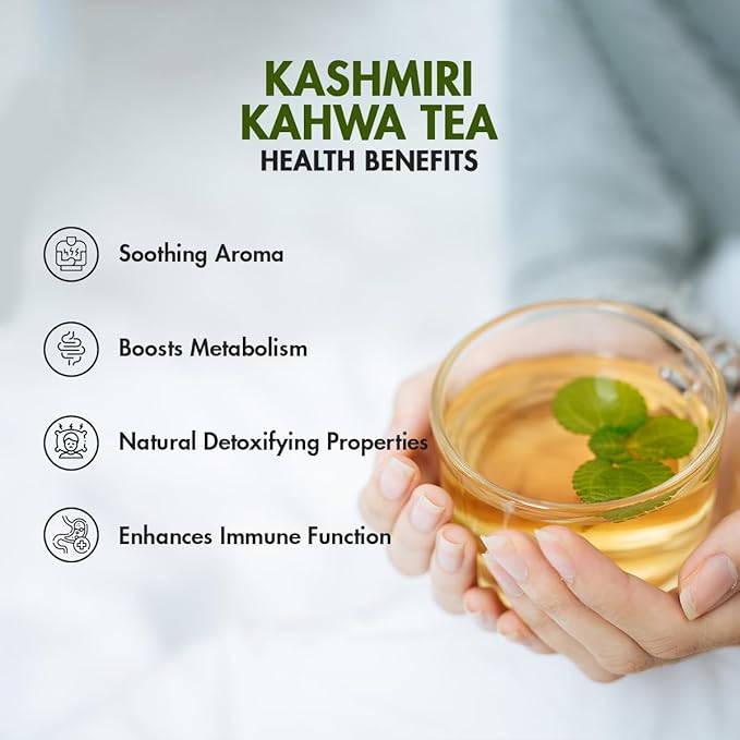Tea Treasure Kashmiri Kahwa A Blend of Green Tea, Cinnamon, Cardemom, Saffron Strand, Improves Digestion & Boost Energy, Loose Leaf, 50 g, Pack of 2