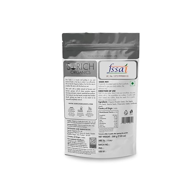 Sorich Organics 6-in-1 Seed Mix | Healthy Seeds | Healthy Snacks | Natural Mixed Seeds, Hair Growth | High Protein|Diet Food | Vegan | Gluten Free