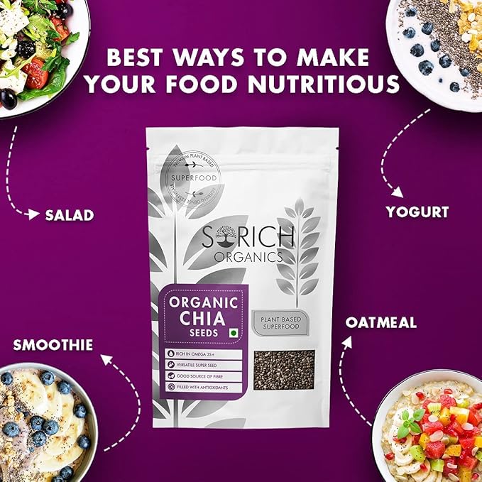 Sorich Organics Seeds Combo – Chia, Pumpkin, Sunflower & flax (100g Each | 400g Total) | Super Seeds for Eating | High in Protein, Fiber & Omega-3 | Hair Growth, Weight Loss & Immunity Support | Raw & Plant-Based Healthy Snacks