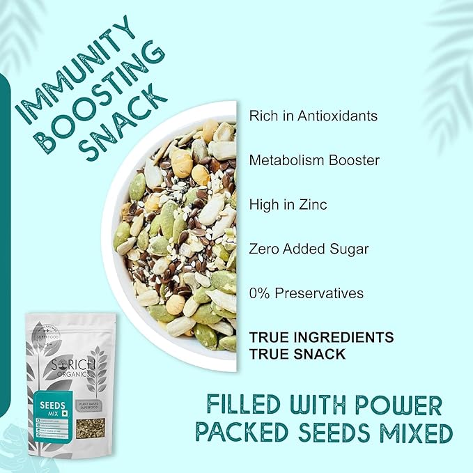 Sorich Organics 6-in-1 Seed Mix | Healthy Seeds | Healthy Snacks | Natural Mixed Seeds, Hair Growth | High Protein|Diet Food | Vegan | Gluten Free