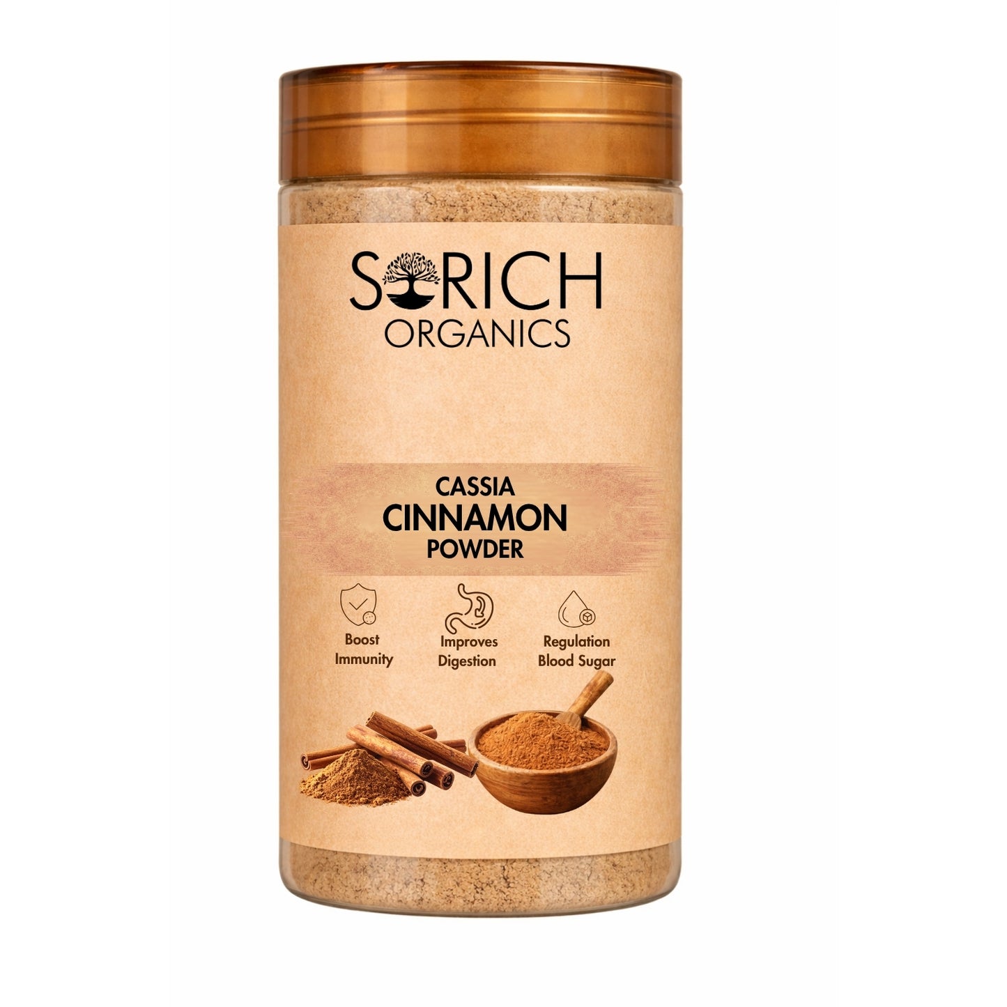 Sorich Organics Cassia Cinnamon Powder (Dalchini) 100g – Strong & Aromatic Dalchini Powder for Tea, Coffee, Baking & Cooking