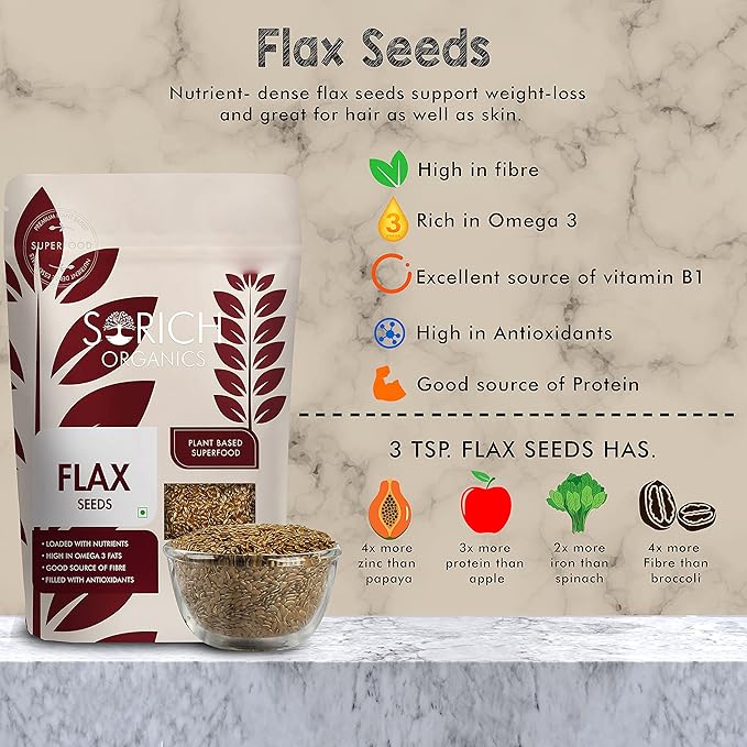 Sorich Organics Raw Flax Seeds 900g + Pumpkin Seeds 900g | Seeds Combo for Eating (1800g) | High Fiber & Omega-3 | Weight Loss, Hair Growth & Digestion | Immunity Booster Superfood | Vegan & Healthy Snacks