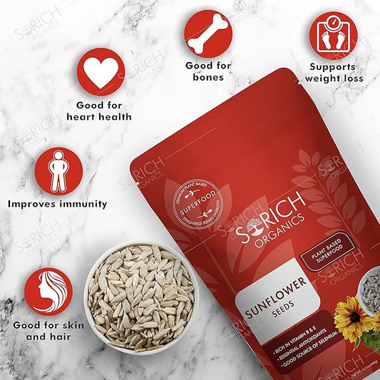 Sorich Organics Flax Seeds 900g & Sunflower Seeds 400g | Super Healthy Combo for Eating | Rich in Omega-3, Protein, Fiber & Iron | Hair Growth, Weight Loss & Immunity Booster | Plant-Based Superfood (1300g Total)