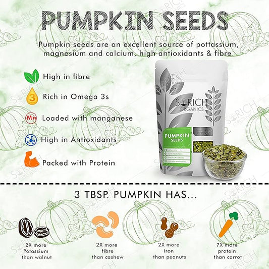 Sorich Organics Raw Flax Seeds 900g + Pumpkin Seeds 900g | Seeds Combo for Eating (1800g) | High Fiber & Omega-3 | Weight Loss, Hair Growth & Digestion | Immunity Booster Superfood | Vegan & Healthy Snacks