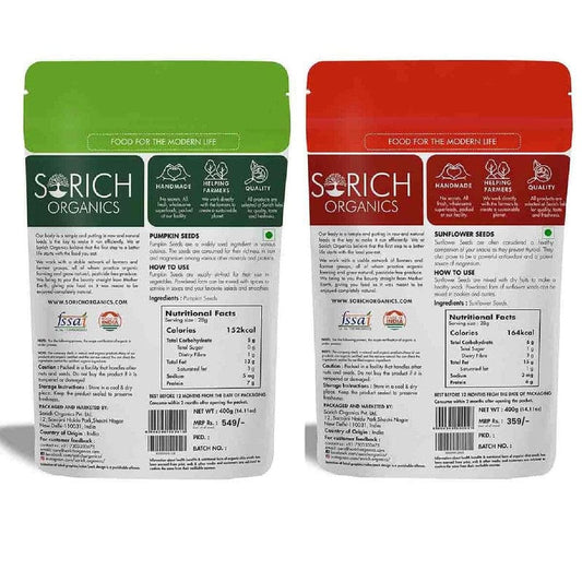 Super Seeds Mix Combo of Pumpkin Seeds and Sunflower Seed - 800 gm (400X2)