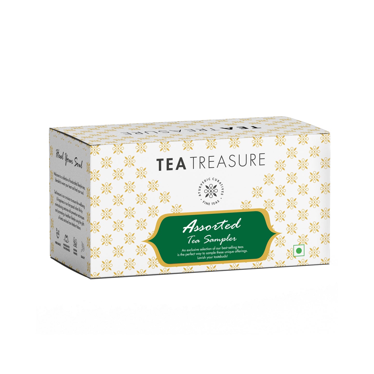 25 TB Sampler - Lemon Tulsi + Kashmiri Kahwa + Slim Life + Immunity Booster + Sweet Dreams + Spearmint Green + Spearmint Herbal + 28 Day Detox + Apple spice + Berry Blast + Hibiscus green + Supermint Tea (Each 2 teas) + Jasmine Green Tea - Sorich