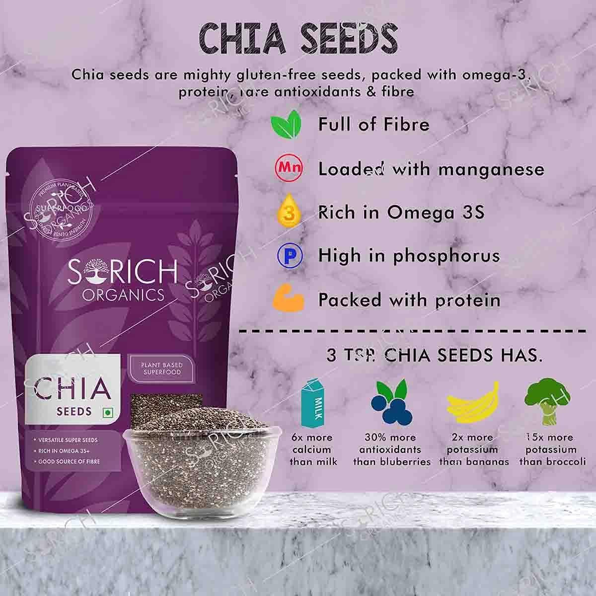Combo of Raw Flax Seeds 900 Gm + Chia Seed 250 Gm - 1150 Gm - Sorichorganics