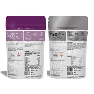 Raw Chia Seeds 250 gm and Flax Seeds 400 gm - 650 gm - Sorich