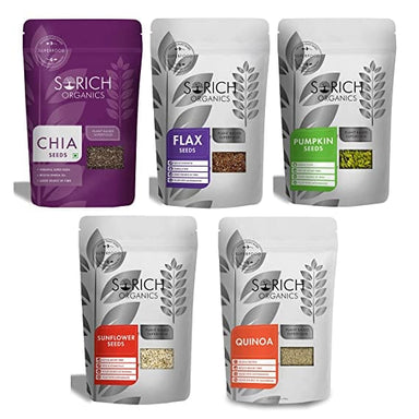 Combo of Chia, Pumpkin, Sunflower, Flax and Quinoa Seeds for Eating - 1050 gm - Sorich