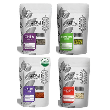 Chia, Pumpkin, Sunflower and Halim Seeds Combo 400 gm ( 100 gm Each ) - Sorich