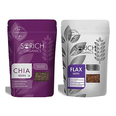 Raw Chia Seeds 250 gm and Flax Seeds 400 gm - 650 gm - Sorich