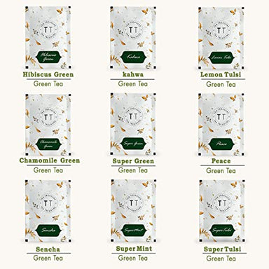 green tea samplers of 18 different tea 