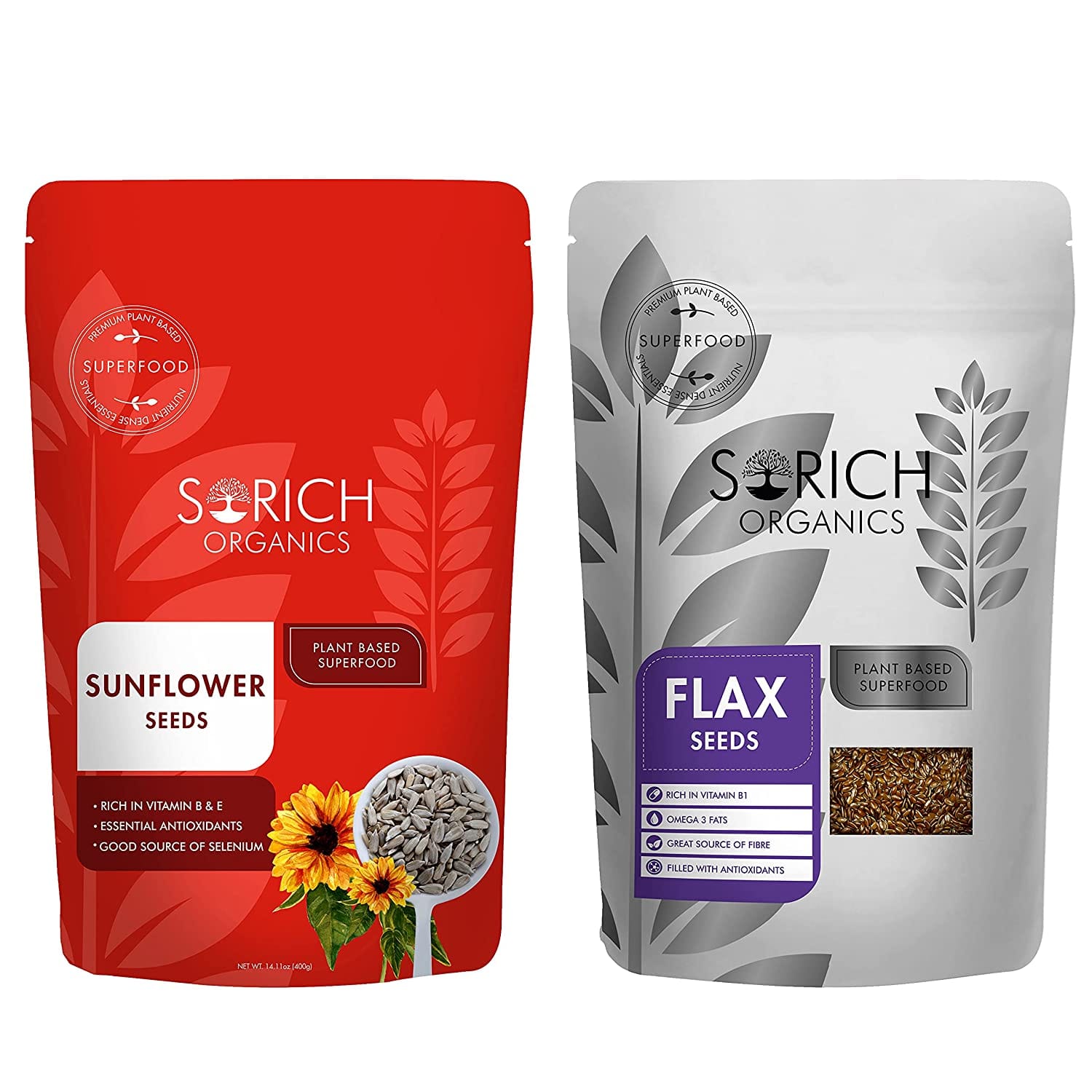 Raw Sunflower Seeds 400 gm Flax Seed 400 gm Combo Pack - 800 gm - Sorich