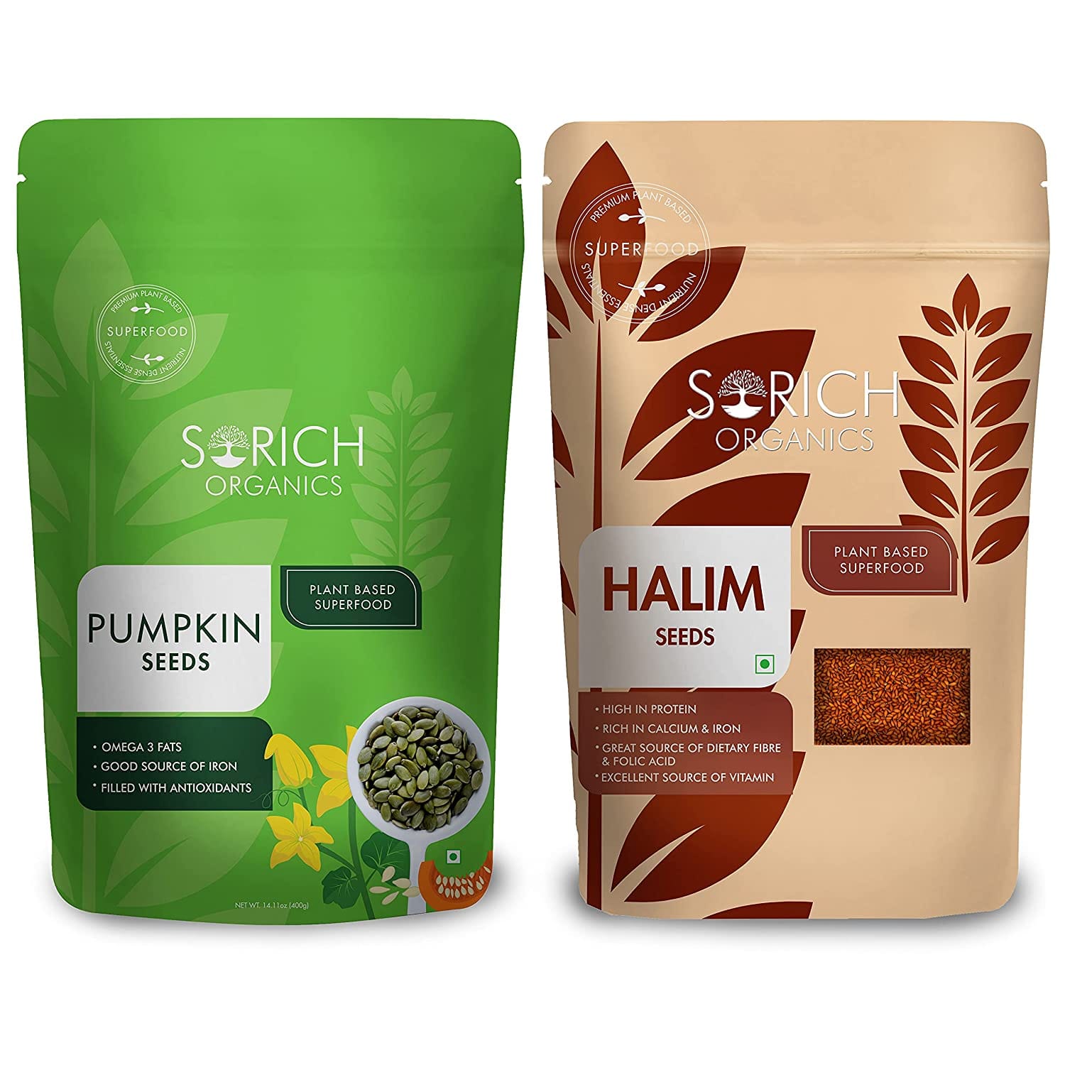 Pumpkin Seeds 400 gm and Halim Seed 400 gm Combo Pack - 800 gm - Sorich