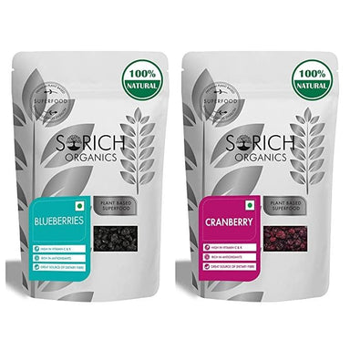 Dried California Blueberry and Cranberry Combo - 150 Gm (75Gm Each) - Sorichorganics