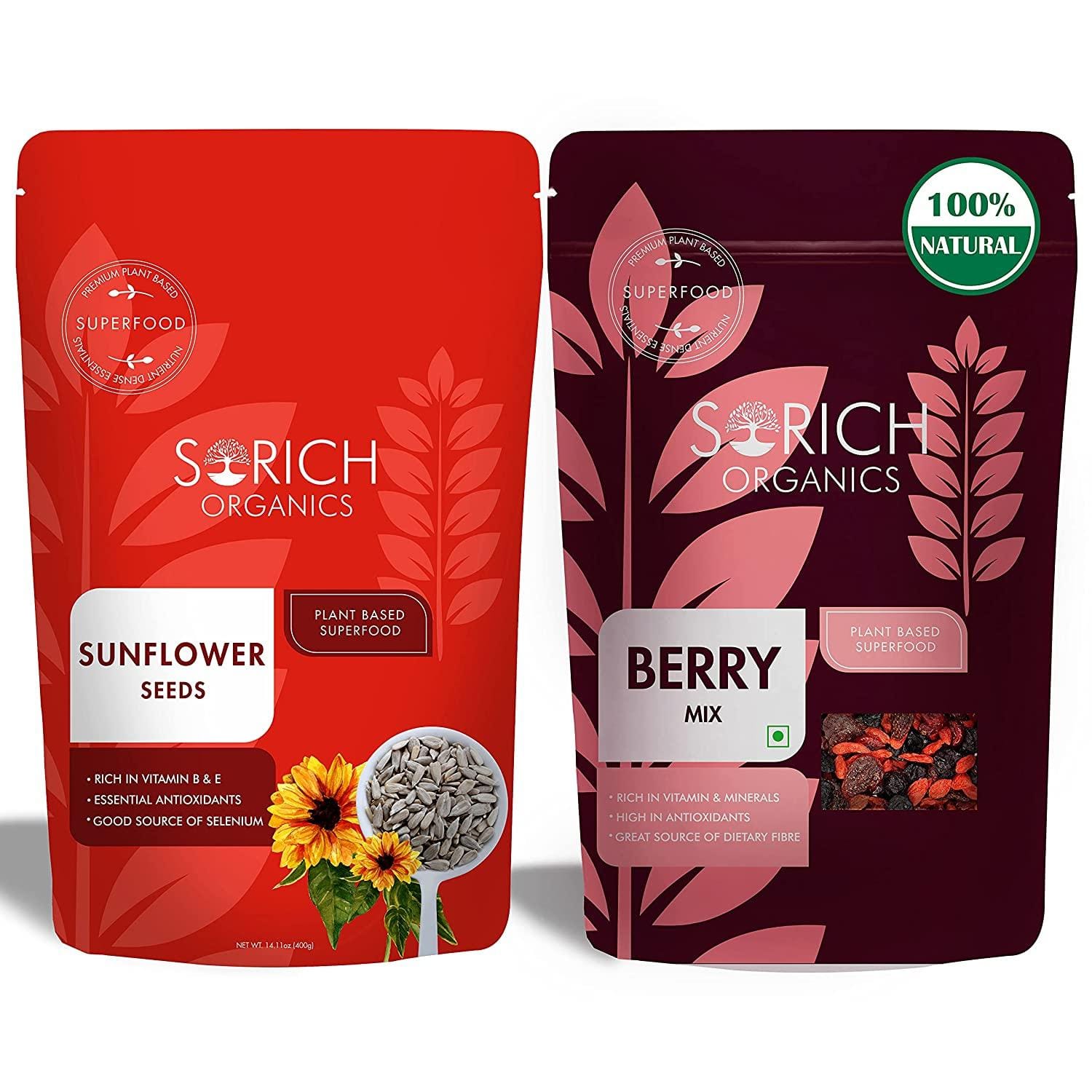 Combo Berries Mix 200 Gm and Sunflower Seed 400 Gm- 600 Gm - Sorichorganics