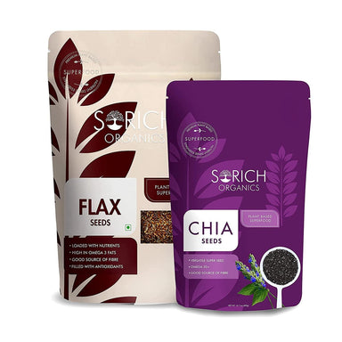 Combo of Raw Flax Seeds 900 Gm + Chia Seed 250 Gm - 1150 Gm - Sorichorganics