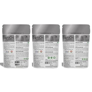 Rose Petals Powder, Lemon Peel Powder and Orange Peel Powder Combo for Skin Care - 300 gm (100 gm Each) - Sorich