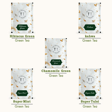 green tea sampler of different tea 