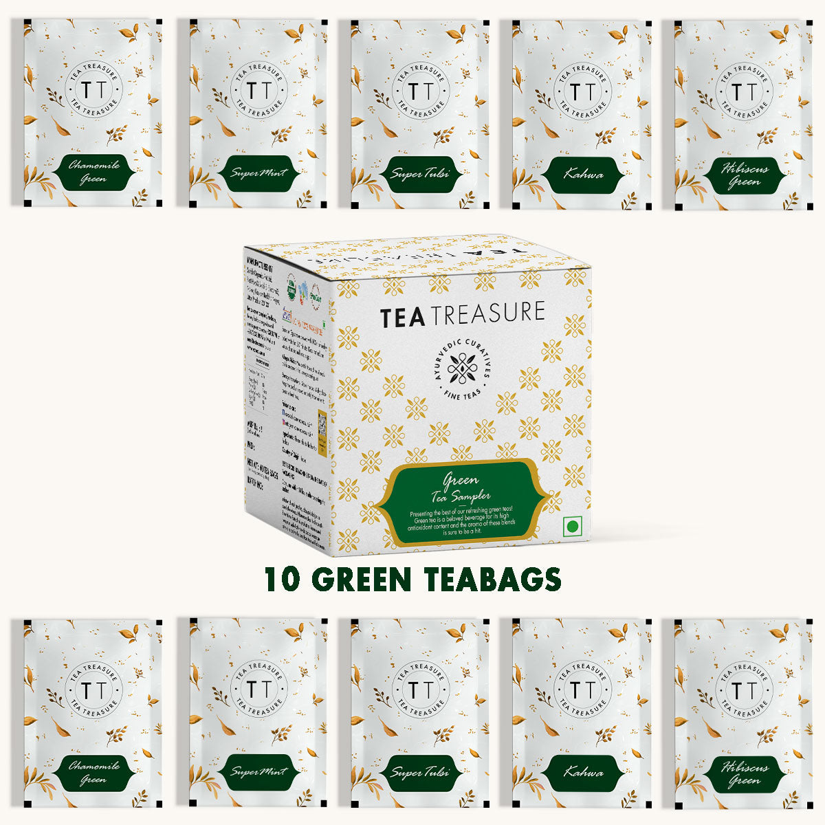 green tea sampler: 10 pyramid tea bags