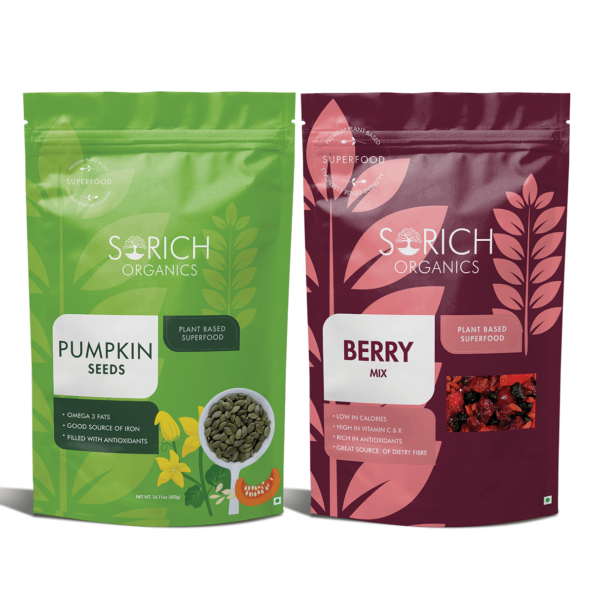 Combo Berries Mix 200 gm and Pumpkin Seed 400 gm 600 gm - Sorich